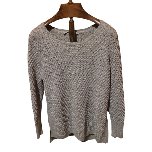 Athleta Honeycomb Taupe Crewneck Wool Blend Tunic Sweater Size XL - Picture 2 of 8